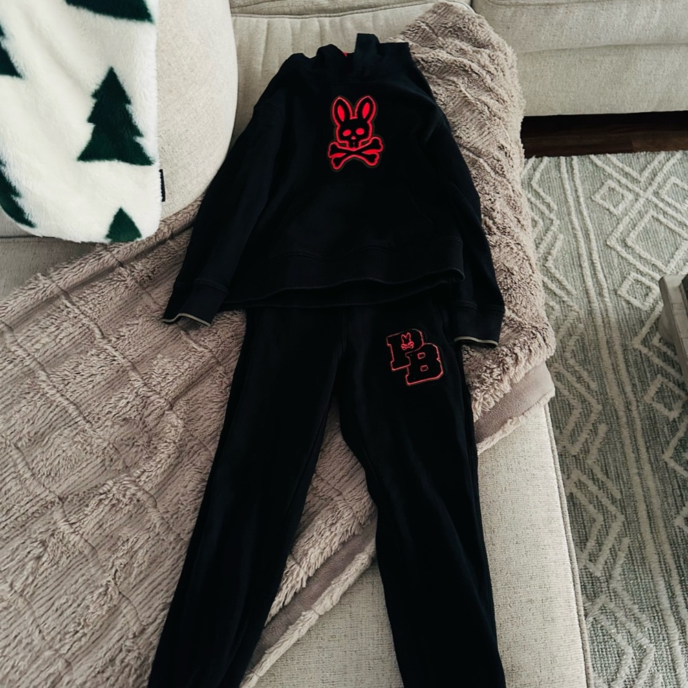 Psycho Bunny Black Joggers with Red Details; set